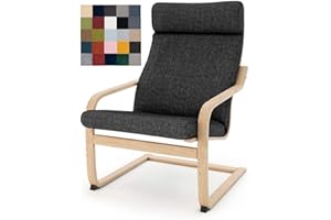Vepping Lude Multi Colored Armchair Replacement Cover, Fits IKEA Poäng Armchair, Cushion not Included (Cushion Design 1, Tetron Cotton - Black)