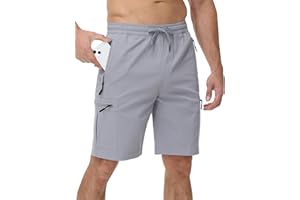 Satankud Men's Cargo Hiking Shorts 9" Lightweight Golf Shorts for Casual Work Travel Outdoor 5 Zipper Pockets