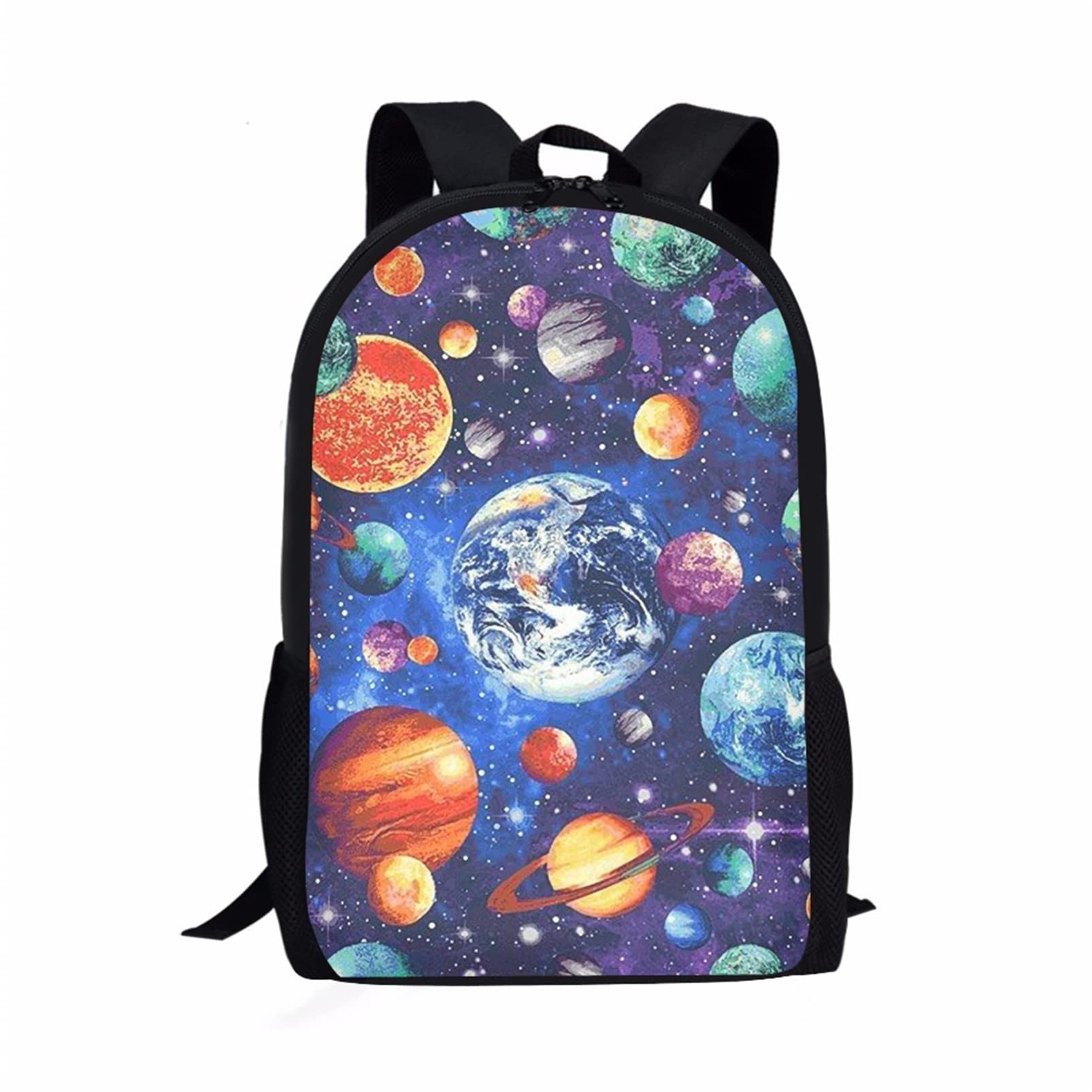 BYCHECAR Space Galaxy Kids Backpack for Boys Elementary Kindergarten Preschool School Bag 16 inch Planet Earth Bookbag Large Capacity Hiking Travel Daypack