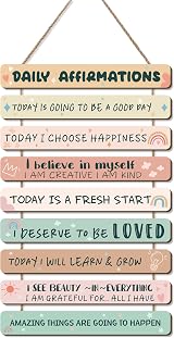 HPNIUB Rainbow Inspirational Wall Art Daily Affirmations Wood Sign Decor