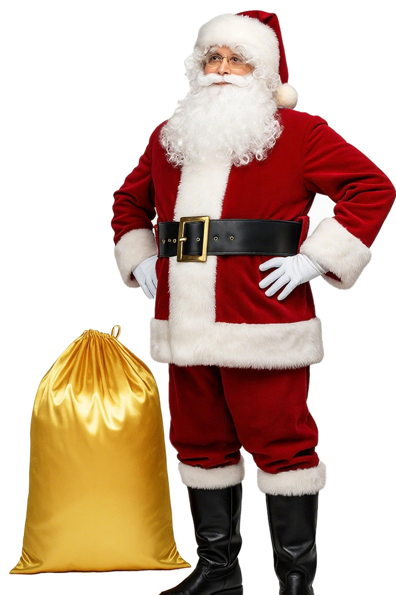 Potalay Men's Deluxe Santa Suit 11pc. Christmas Adult Santa Claus Costume (XXX-Large) Image