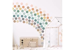 BLOU' HOUSE HOME GOODS 2-inch Polka Dot Wall Decals For Girls Bedroom Featuring 150 Neutral Boho Rainbow Wall Decal Stickers for Wall | Perfect For Boho Nursery and Boho Rainbow Classroom Decor | These Peel an(Boho Rainbow)