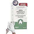 Cottonnerie Cotton Gloves for Dry Hands Sleeping, Moisturizing Gloves Overnight, Hand Moisturizer Gloves, Moisture Gloves for Dry Hands Overnight, Eczema Gloves, Medium 4 Pair, Organic