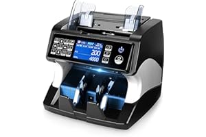 MUNBYN Money Counter Machine Mixed Denomination Bill Counter, 2 CIS/UV/MG/MT/IR Counterfeit Detection, Cash Value Multiple Cu
