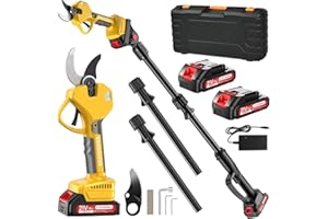 Electric Pruning Shears Cordless 1.6-2.0 Inches & Electric Pole Pruner 2-in-1 8-ft Pole, 2 * 2Ah Battery Pruning Shears, Cord