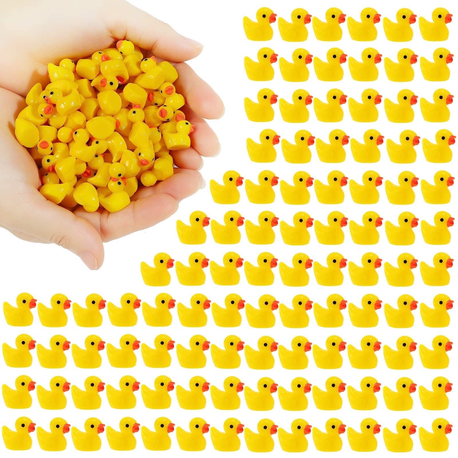 RDCIRP 200pcs Mini Resin Ducks, Tiny Duck Miniature Figurines Bulk Garden Dollhouse Decoration Accessories DIY Slime Charms Crafts Toys