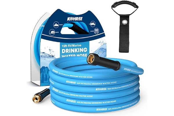 Kohree RV Water Hose 5/8" x 15FT, No-Kink, Lightweight Short Garden Hose | Leak-Free, Durable and Flexible Short Hose, Storag