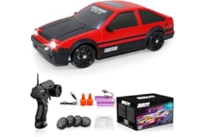 DESDONI Remote Control Car RC Drift 2.4GHz 1:24 Scale 4WD 15KM/H High Speed Model Vehicle with LED Lights Drifting Tire Racing Sport Toy for Adults Boys Girls Kids Gift 2Pcs Rechargeable Batteries