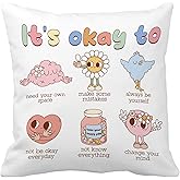 Decorbox OK To Feel All Feel 18x18 Inch Throw Pillow Cover,Emotion Therapist Psychology Counselor Cushion Case,Mental Health Therapy Room Classroom Office Home Teacher Student Kid Gift Soft Pillowcase