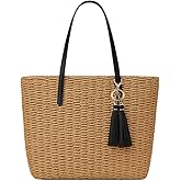 YXILEE Straw Bags For Women | M Size Travel Straw Totes Bag Woven Summer Handmade Shoulder Bag Handbag