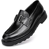 Mens Genuine Leather Dress Shoes Casual Buckle Business Dress Loafer Formal Slip On Penny Party Loafer Shoes for Men