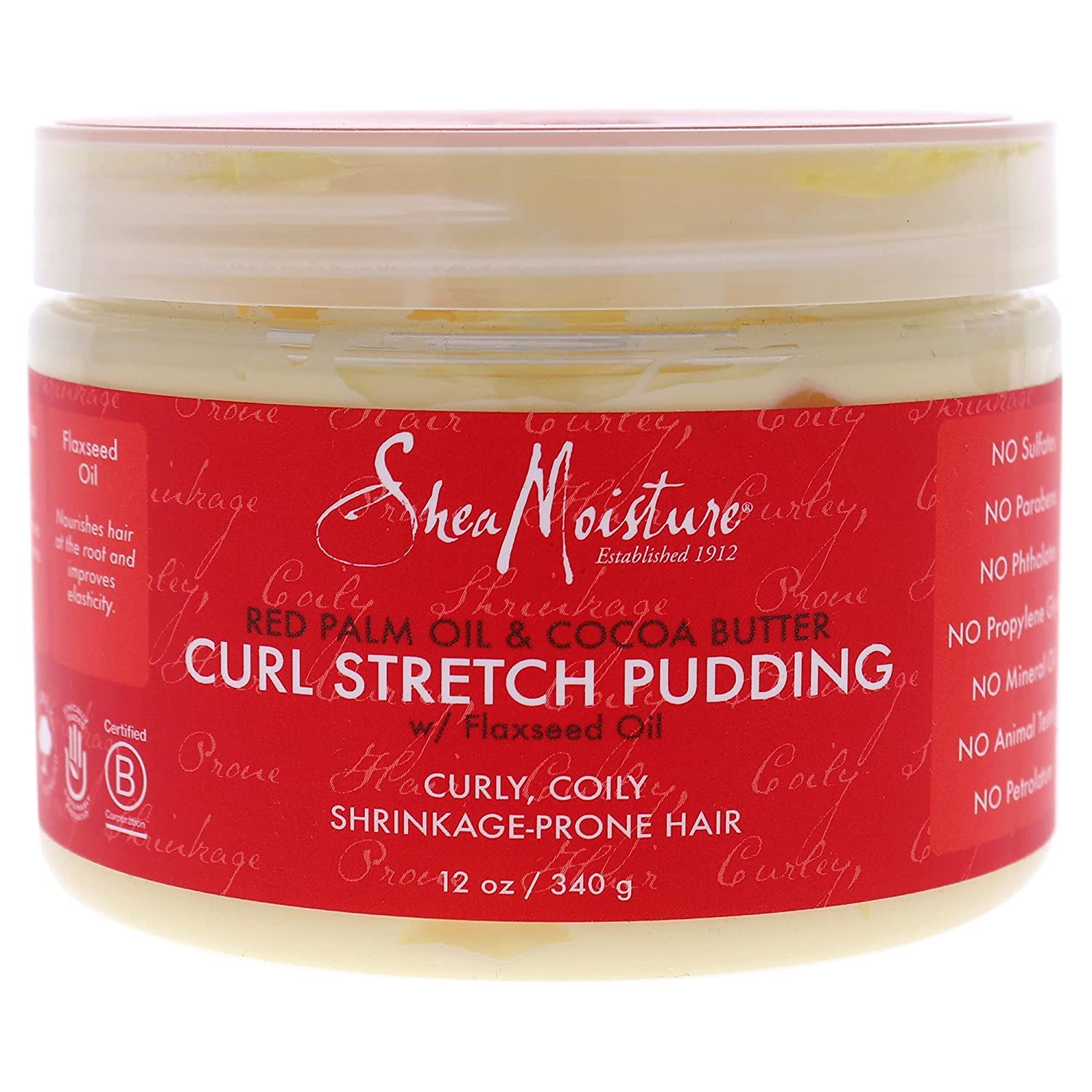 SHEA MOISTURE Red Palm Oil and Cocoa Butter Curl Stretch Pudding 12 oz, Clear