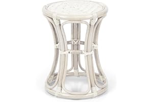 WICKERIX Breeze Handmade Rattan Wicker Stool Fully Assembled White Color