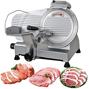 F2C Professional Stainless Steel Semi-Auto Meat Slicer Electric Food Slicer, Deli/Veggies, 240W 530 RPM (Model #01)