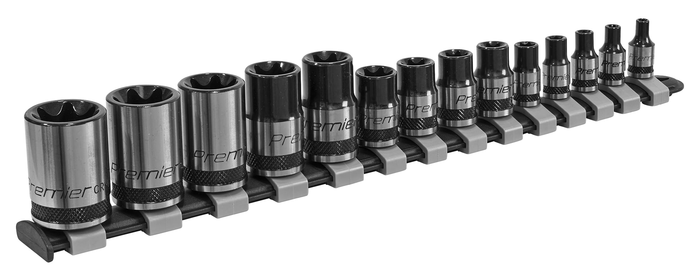 Sealey AK618B 14pc 1/4", 3/8" & 1/2"Sq Drive TRX-Star* Socket Set - E4-E24 - Black Series