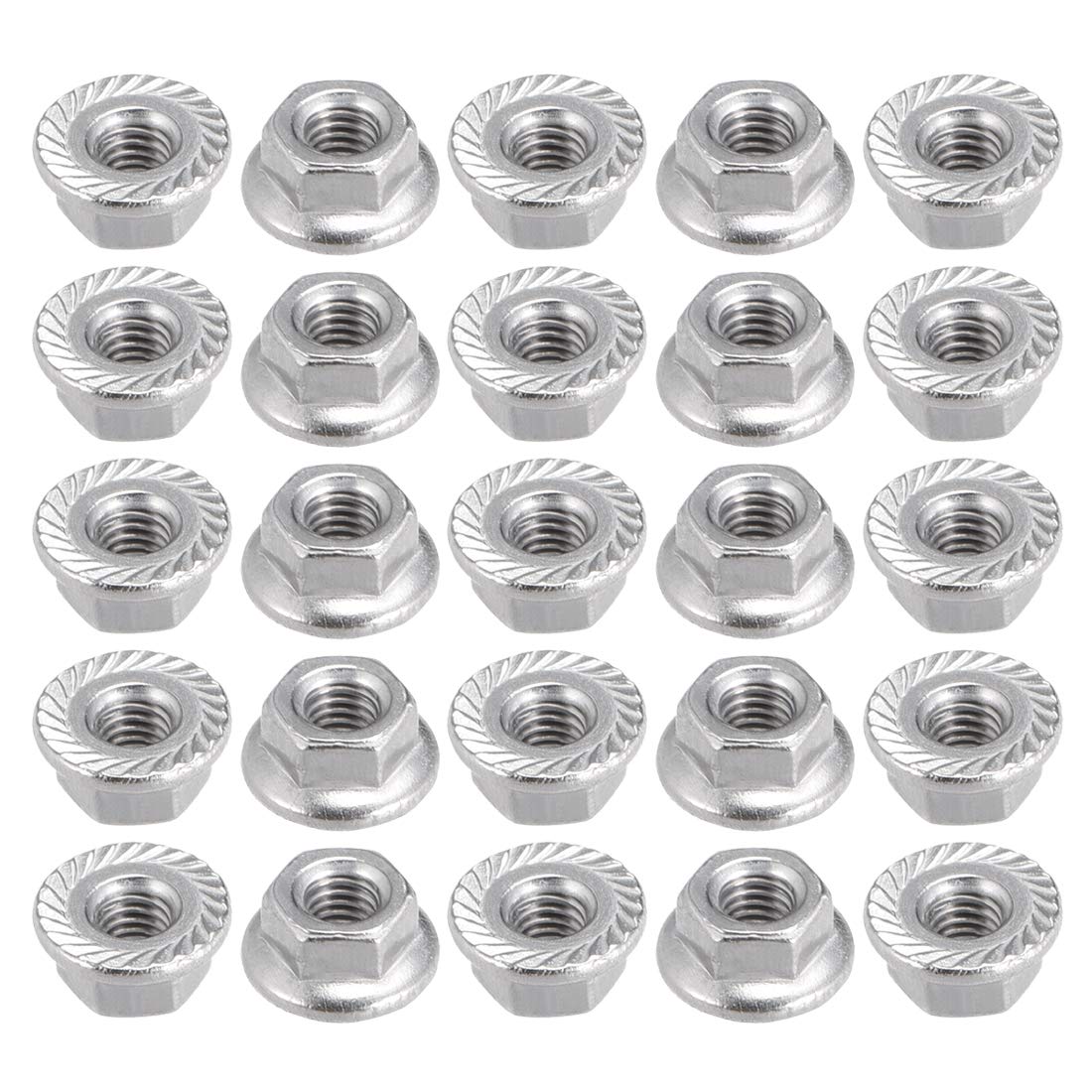 sourcing map M3 Serrated Flange Hex Lock Nuts, 316 Stainless Steel, 25 Pcs