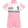 IDOPIP Baby Boys 1st 2nd Birthday Outfit Race Car Driver Romper Girls Boy Racer Jumpsuit Racing Suit Toddler Dress up Costume
