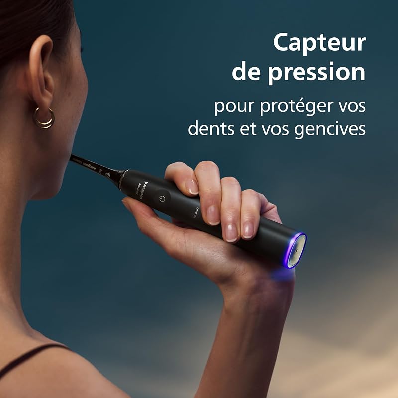 Sonicare - Brosse à dents électrique DiamondClean 9900 Prestige avec technologie SenseIQ et application, 5 modes de brossage, étui de voyage avec chargeur, noir, modèle HX9992/43