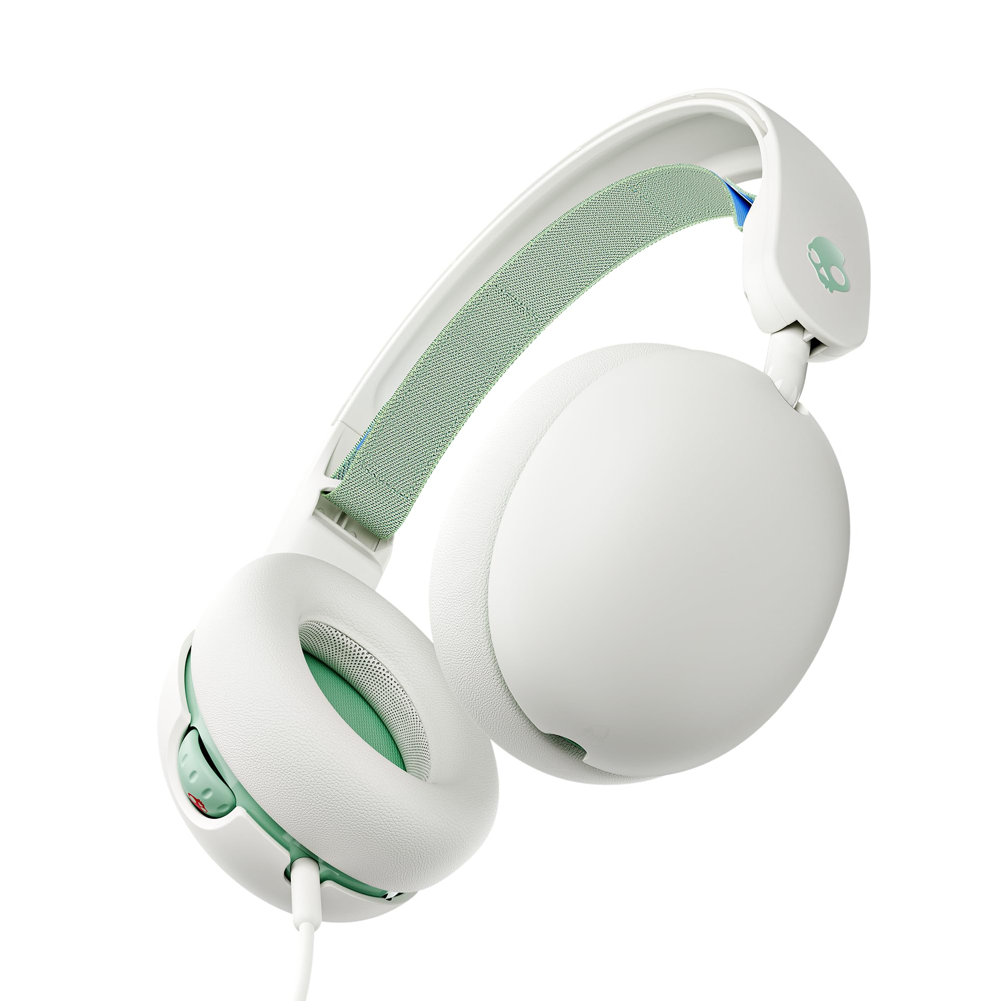 Skullcandy Grom Wired Headphones, Volume-Limiting Audio, Comfortable Over-Ear Fit, Foldable, Designed for Kids 6+, Convenient for Travel with 3.5mm AUX Plug, Built-In Microphone - Bone Seafoam