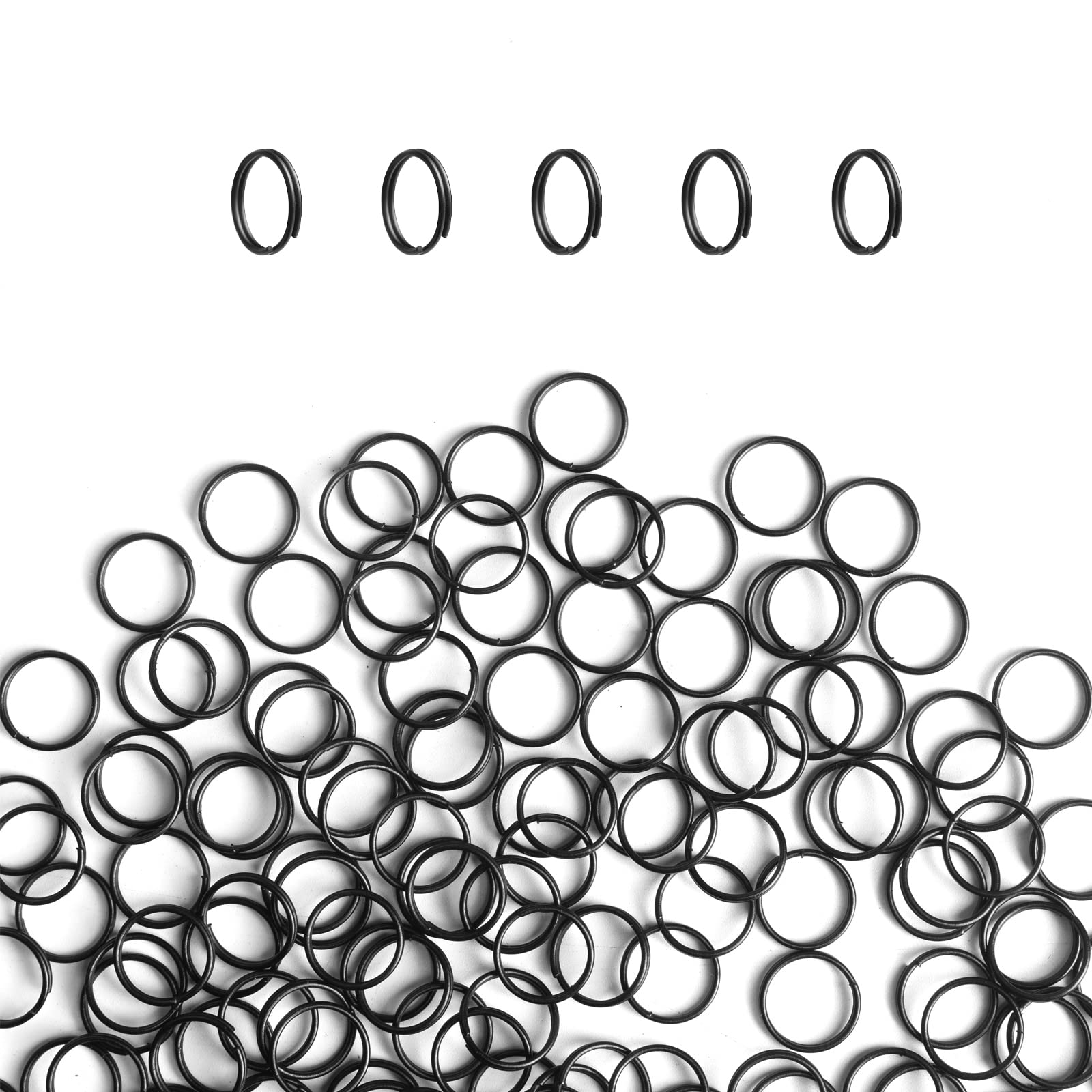 Photo 1 of 200pcs 10mm Mini Split Jump Ring with Double Loops Small Round Metal Black Key Rings Connectors for Making Handwork Charms Pendants Key Chains Ornaments DIY Crafts Accessories