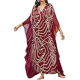 Bsubseach Kaftan Dresses for Women Plus Size Swimsuit Cover Ups Stripe Print Maxi Beach Caftan Moo Moos Dress