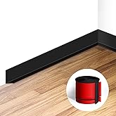 Flexible Baseboard Molding Trim 3 Inch(W) x 20 Feet(L) Self Adhesive Vinyl Wall Base Peel and Stick Cove Base,Rubber Wall Base. (Black)