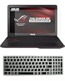 CaseBuy 15.6" High-Definition Anti-Scratch Screen Protector Guard Film Cover Skin for Asus ROG G501JW GL551JM GL551JW GL552VW GL552JX K501UX K501LX F554LA F555UA F555LA series 15.6-Inch Gaming Laptop + Transparent Black Keyboard Cover