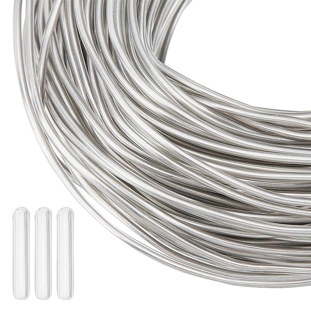 BENECREAT 30m/32 Yards Clear PVC Plastic Coated Aluminum Wire, 15 Gauge/1.5mm, Silver, Craft Wire for Jewelry Making, Braiding, Carving, Flower Arranging, Armature Making