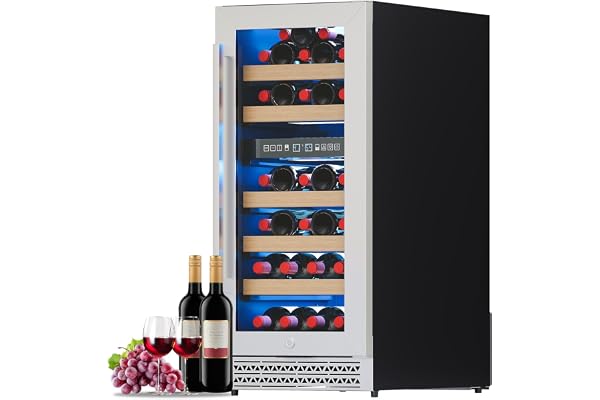 Albott 15 Inch Wine Fridge, Dual Zone 31 Bottle Wine Cooler 41â€“68â„‰ with Digital Temperature Control, Reversible Double-Layer Glass Door, Built-in or Freestanding Design for Home and Bar