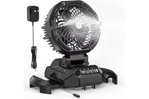 KITWLEMEN Portable Misting Fan for Outdoors Patios - 30000mAh Rechargeable Battery Powered Camping Fan, 4 Spray Mister with Timer, Fits 10-13" Bucket, 4 Speed, 90° Auto Oscillation for Garden Sports Travel Golf