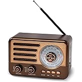 Retro Transistor Radio,Battery Powered AM FM SW,Small Rechargeable Portable Radio with 1800mAh Lithium-ion Battery,Support TF Card/Aux/USB MP3 Player