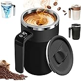 Self Stirring Coffee Mug,Automatic Stirring Coffee Cup with Temperature Display,Rechargeable Straight-Drink Mug,316 Stainless Steel Material Suitable for Coffee,Milk, and Other Beverages(Black)