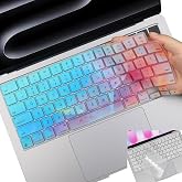 2Pack Keyboard Cover for MacBook Air 13 15/MacBook Pro 14 16/MacBook Neo 13 | Stylish Colorful+TPU, Non-interference for Touch ID/Lock Key, Dust-proof, Precision-Molded, Washable &amp; Reusable, US Layout