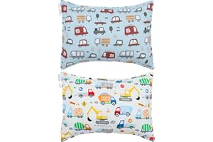 ALVABABY Cotton Toddler Pillowcases 2 Pack Kids Pillow Cover Fit 13"x 18" or 12"x16" Envelope for Girl Boy Sleepy Travel