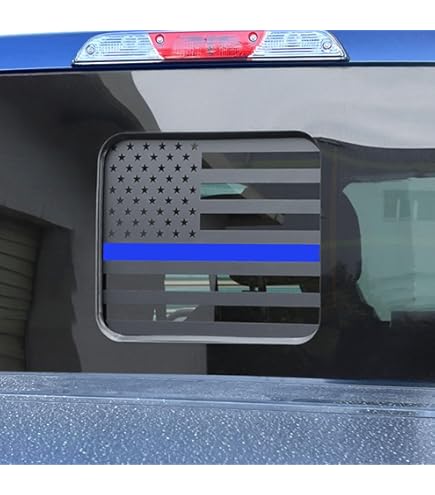 Thin Blue Line Police Support Decal - 4.5x2.75 Inch Die Cut Vinyl Sticker For Car Window