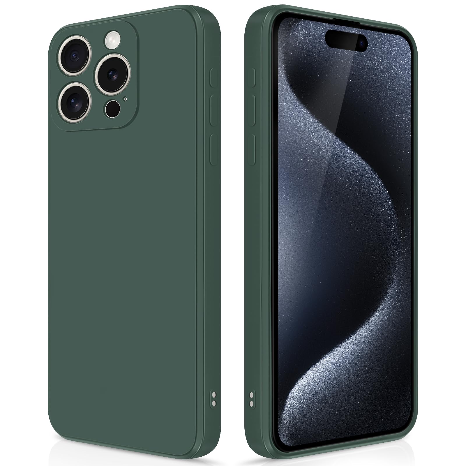 GiiYoon Case Compatible with iPhone 15 Pro, Silky-Soft Touch Full-Body Protective Phone Silicone Case, Shockproof Cover with Microfiber Lining, Green โ image 1