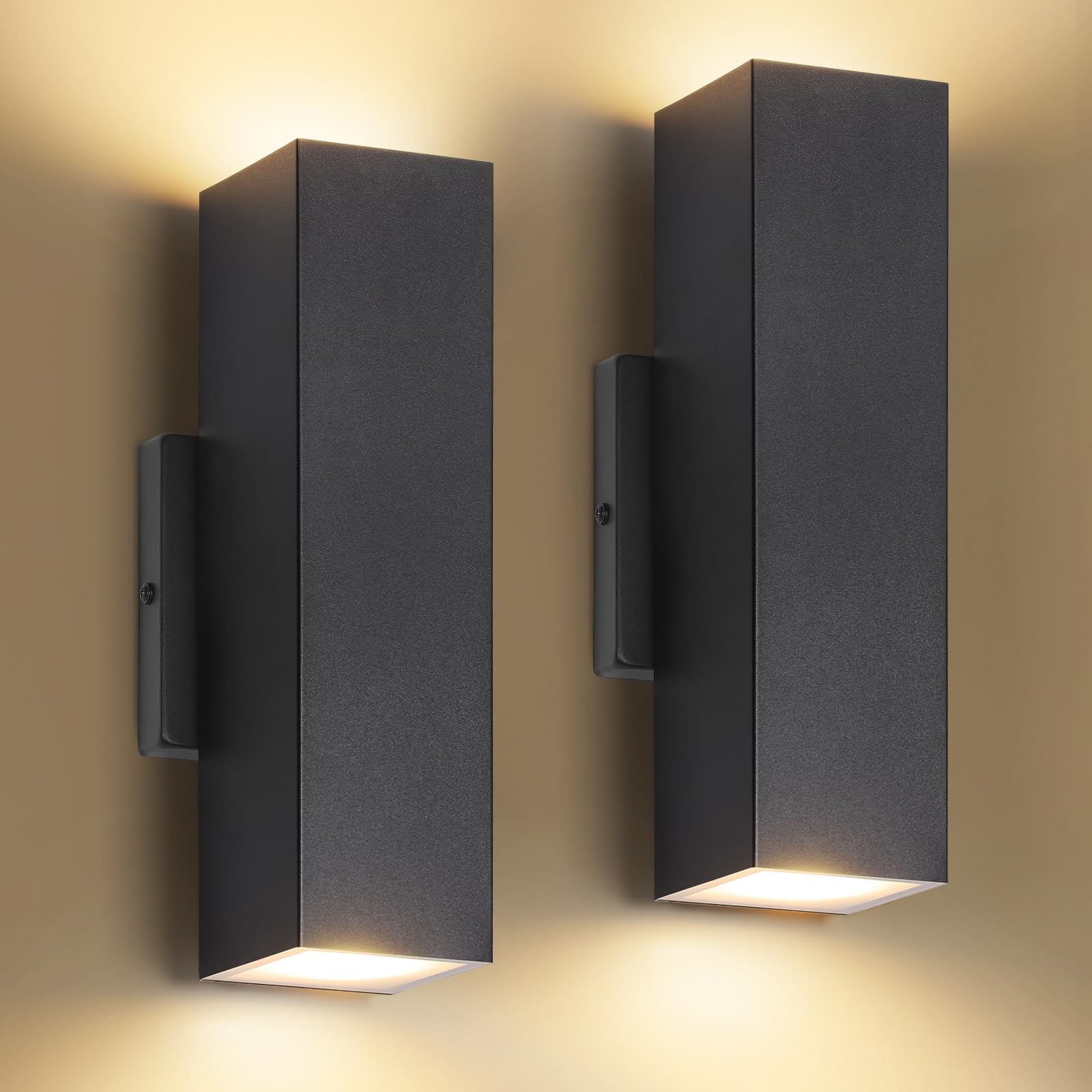 Photo 1 of BesLowe 2-Pack Outdoor Wall Lights, LED Up and Down Lights Outdoor, Modern Wall Sconces Porch Light, Black Exterior Lighting Fixtures Wall Mount, Outside Lights for House Front Door Garage, 3000K
