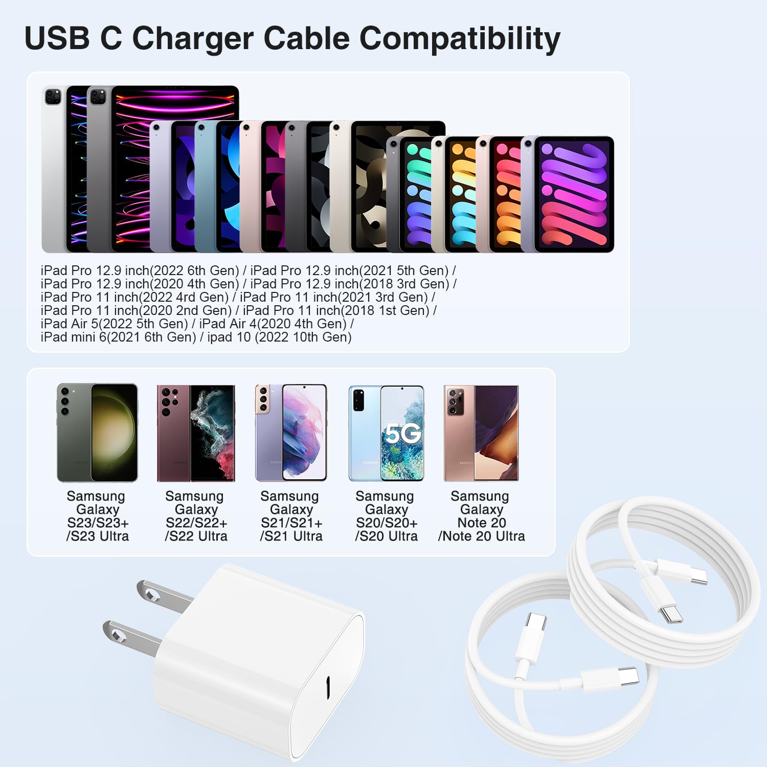 iPhone 17 16 15 Fast Charger 10ft, USB C Charging Block and Long Type C to C Cable Cord, iPad Wall Plug Power Adapter Cube Brick for Apple iPhone 17 Pro Max/17 Air/16 e/16 Pro/15 Plus/15 Mini/Samsung