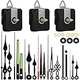 EMOON 3 Pieces Silent Clock Mechanism Replacement Kit, Battery Operated Clock Movement Parts with 7 Pack Clock Hands (Total s