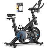MERACH Exercise Bike, Magnetic Friction Stationary Bike for Home with APP | Low Noise Indoor Cycling Spin Bike with 300lbs Weight Capacity, Adjustable Seat &amp; Handlebars, Fitness Courses for Weight Loss
