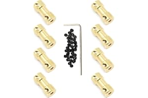 Befenybay 8 Pcs 3mm to 3mm Brass Connector Copper DIY Motor Flexible Shaft Coupling Joint Connector with Screws for Small Motor (3mm to 3mm)