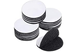 BRAVESHINE Adhesive Tape - 16PCS Hook and Loop Fasteners - Double Sided Sticky-Back - Heavy-Weight Carpet Gripper Pad Wall Mounting Tapes for Home Office Phone Mount - Round 1.5inch