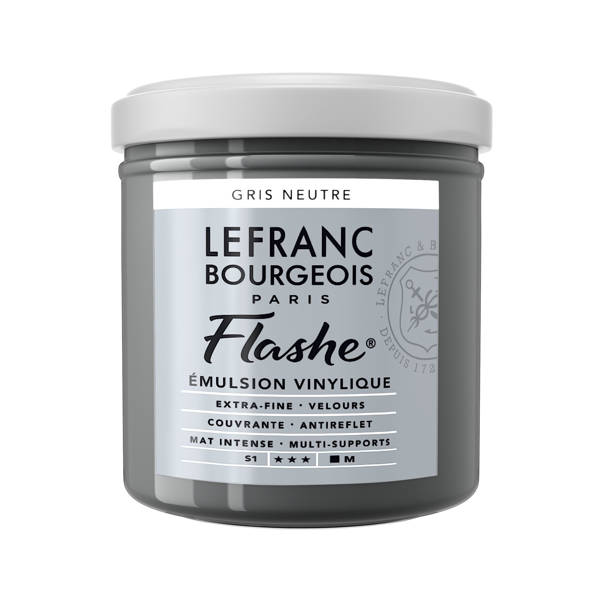 Lefranc Bourgeois Acrylic Vinyl Emulsion, Neutral Grey, 125ml Tube-Vinylfarbe — image 1
