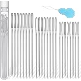 Jmuiiu 24 PCS Sewing Needles, 3 Size Stainless Steel Sewing Needles, Large Eye Embroidery Sharp Needle, Knitting Needle for H