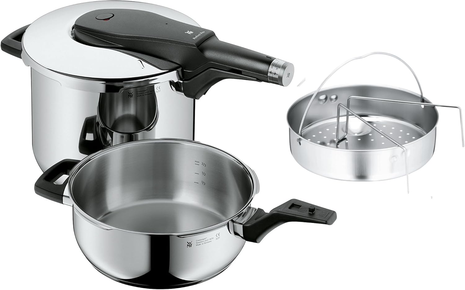 WMF Pro Pressure Cooker Set with Perforated Trivet Insert and Base