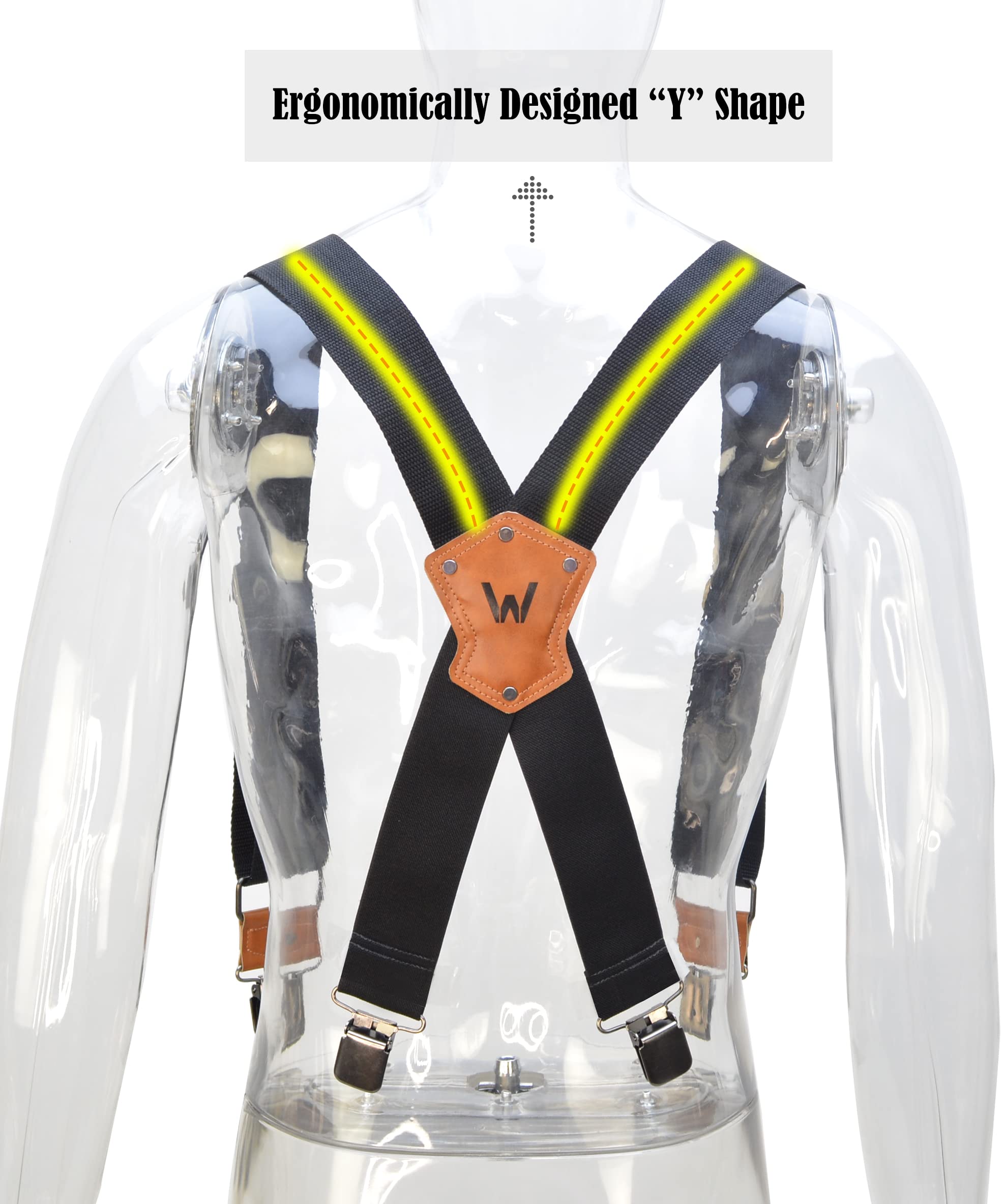 WELKINLAND 2Inch Suspenders for men heavy duty, Men's suspenders, Big Black suspenders for men, Black suspender man for jeans, Heavy Duty Work suspender for man