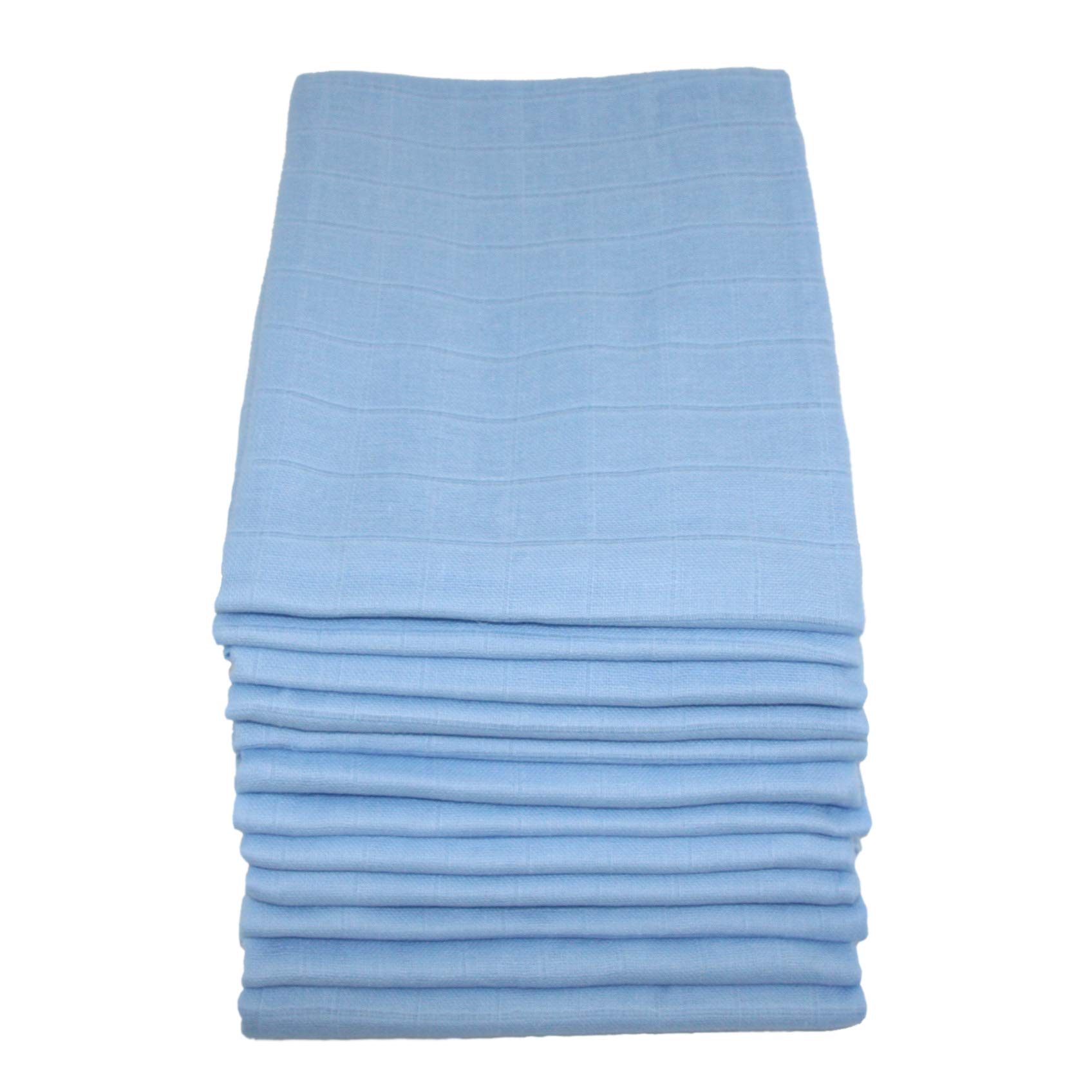 MuslinZ 12PK 100% Pure Cotton Baby Muslin Squares 70x70cms - Blue