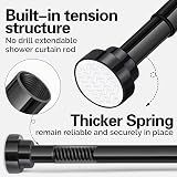 KIAMXNE Stainless Steel Extendable Shower Curtain Rod 72-132cm Black with 2 view 4