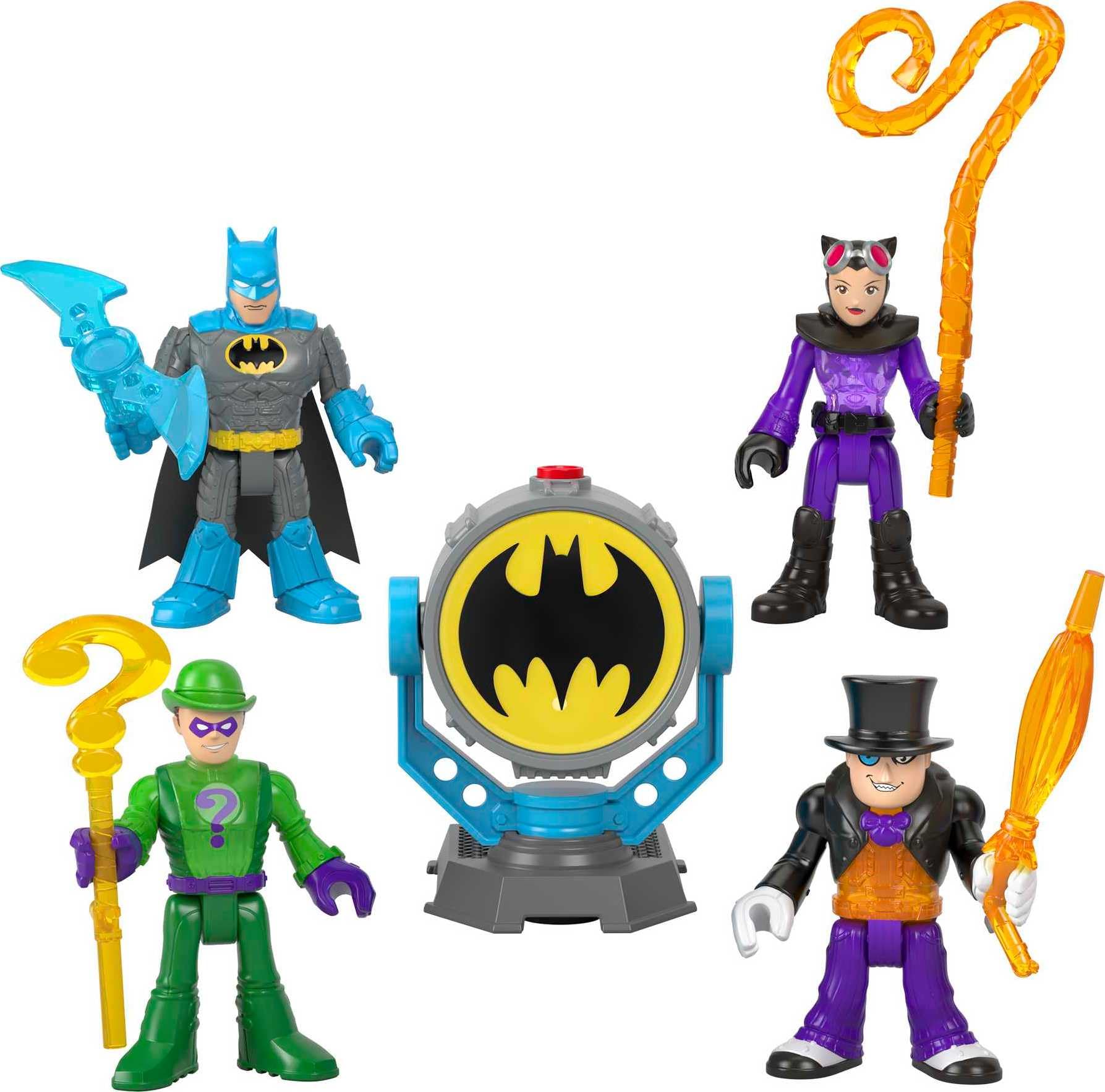 Fisher-Price Imaginext DC Super Friends Batman Toys Bat-Tech Bat-Signal Multipack with 4 Figures & Accessories for Pretend Play Ages 3+ Years, HFD47,Multicolor,Small