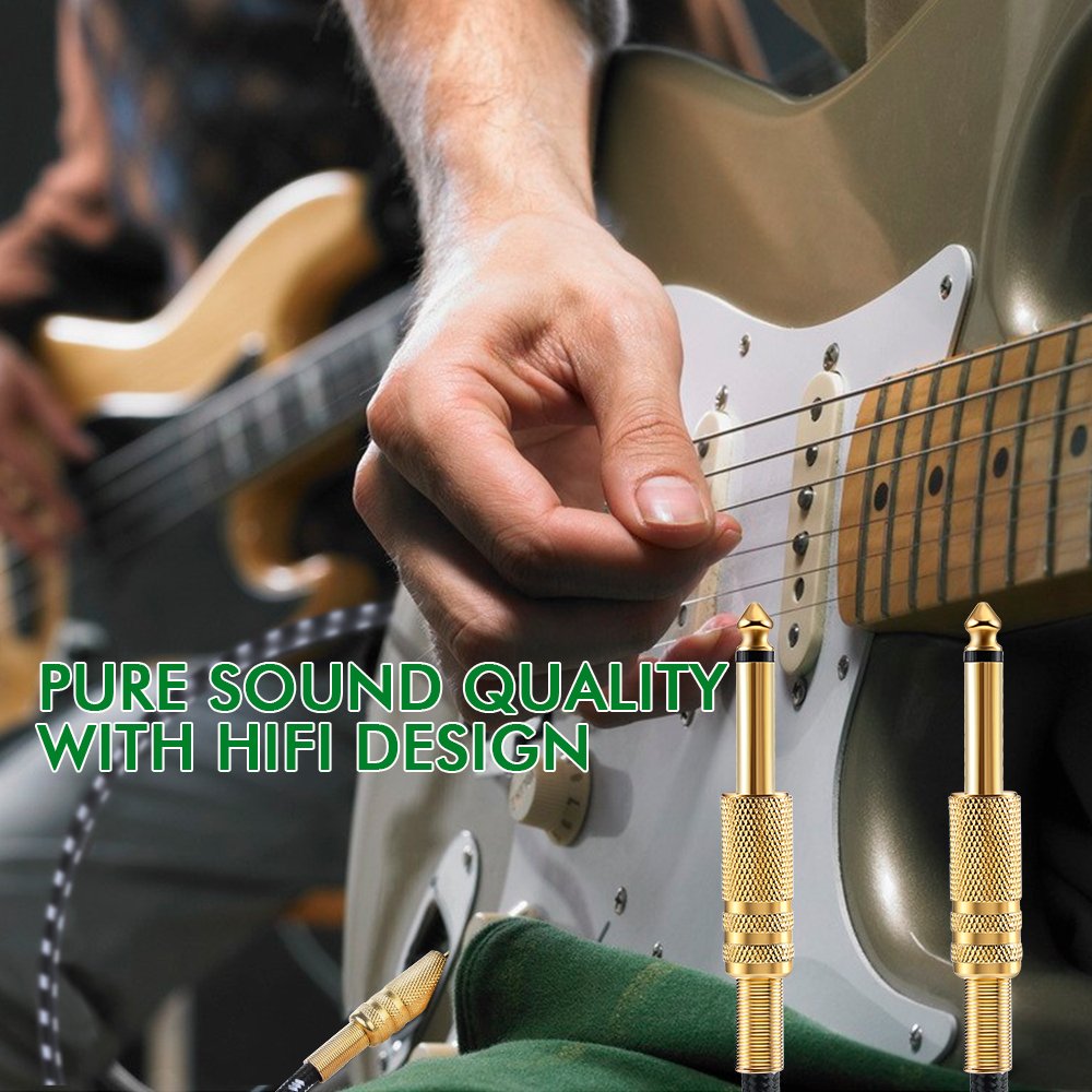 Electrics Guitar Instrument Cable Tuwejia 1/4-Inch Straight to Right Angle TS Unbalanced Instrument Cable Male to Male with Premium 6.35mm Mono Jack 1/4\